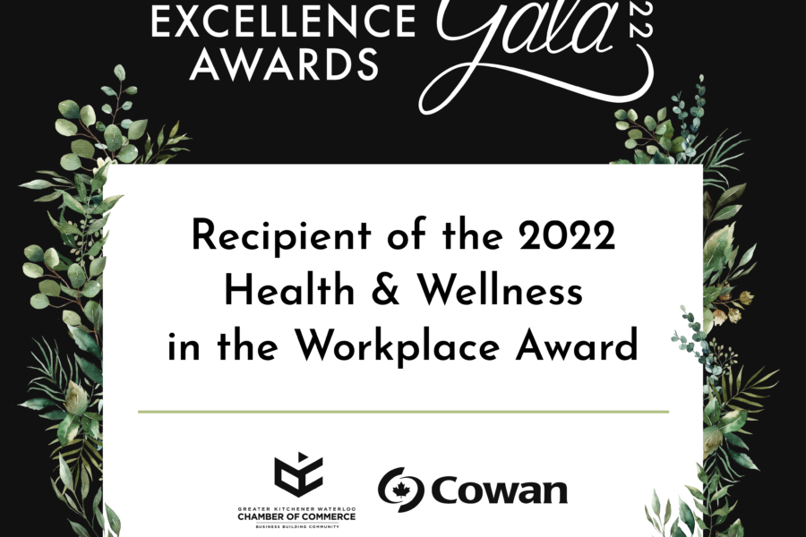 2022 Business Excellence Awards, Recipient of the 2022 Health and Wellness in the Workplace Award - Black background